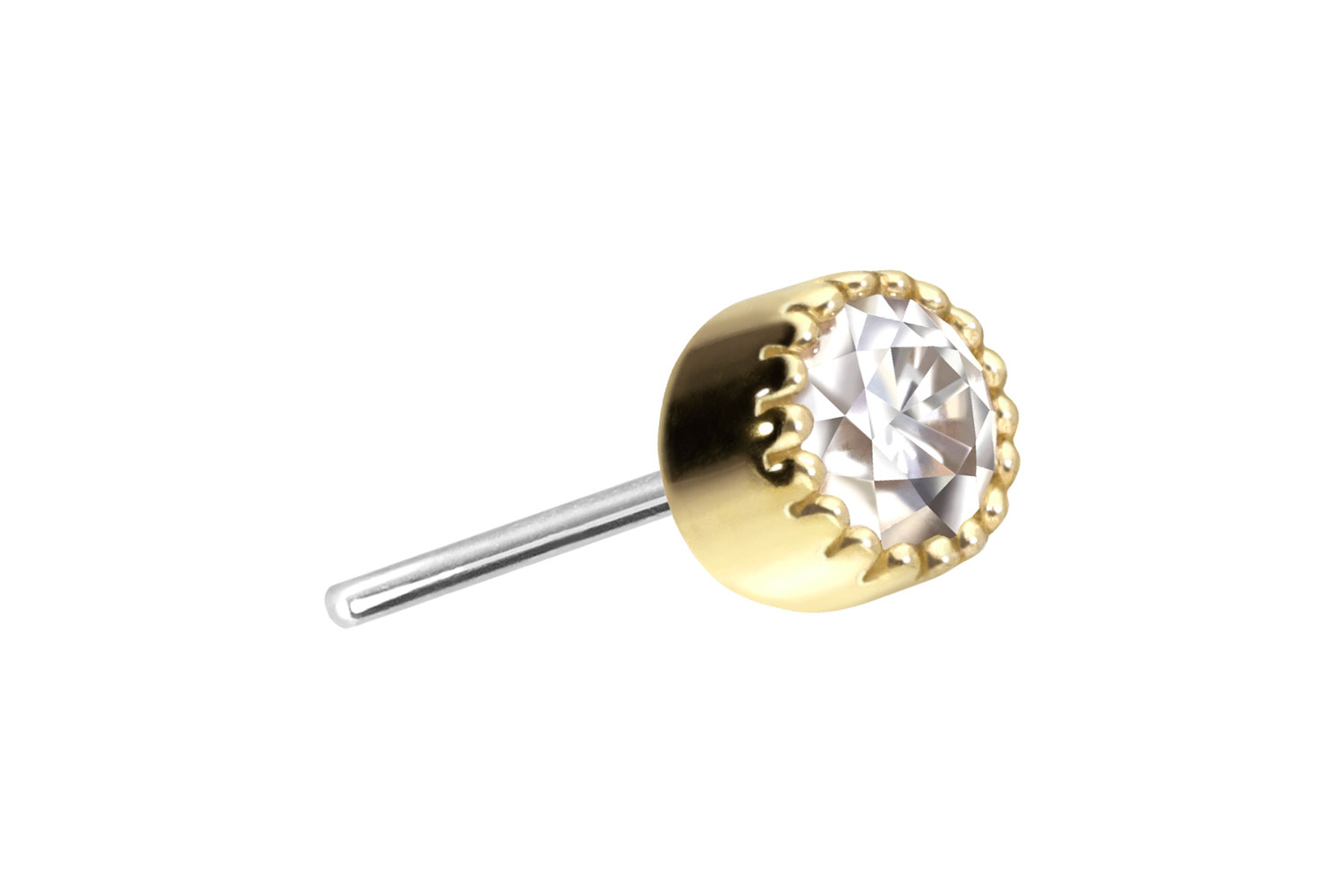 14 Karat Gold Aufsatz mit Titan Push Pin MOISSANIT-DISC von Piercingline